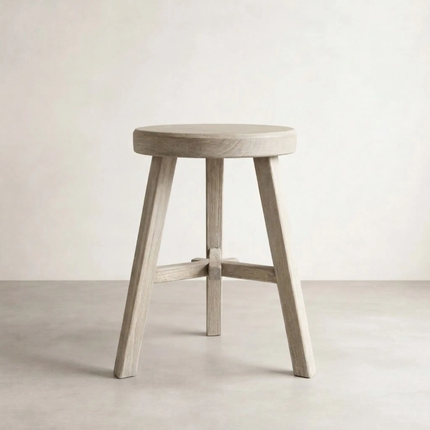 Sienna Stool in light timber, front view on neutral background