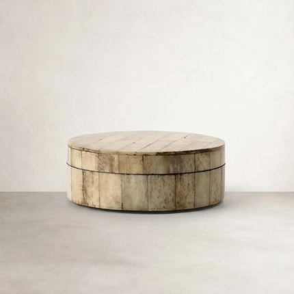 Stained Round Inlaid Bone Box