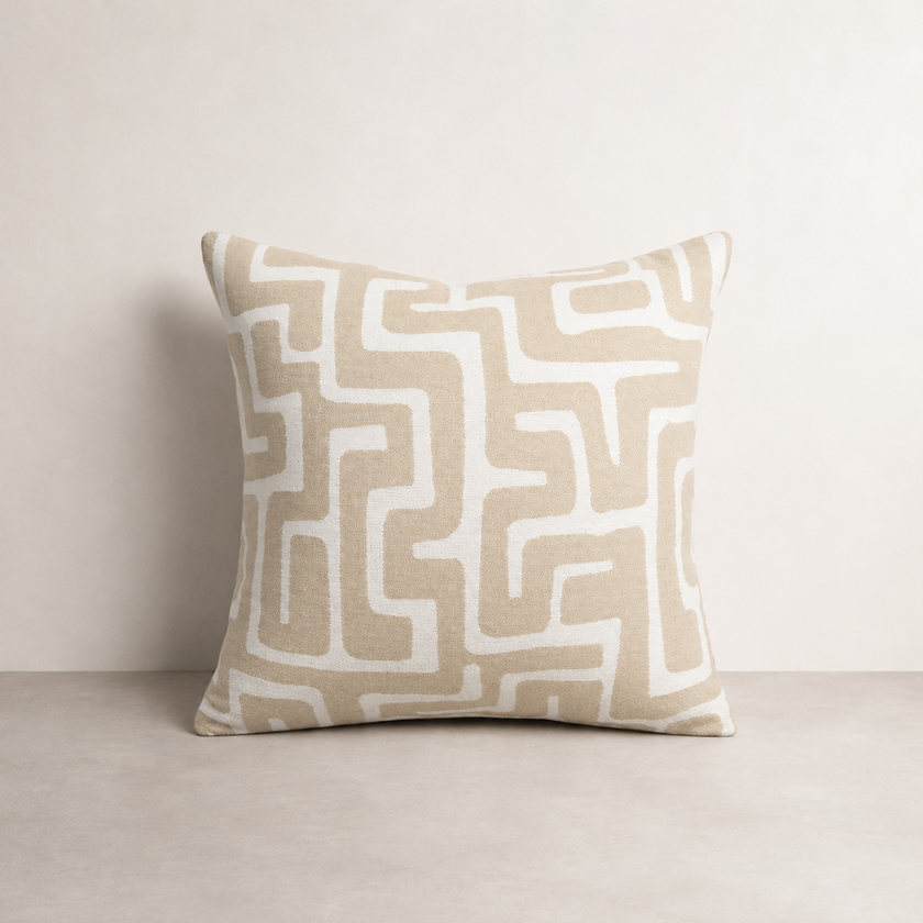 Toma Cushion - Natural — tonal jacquard pattern in natural cotton