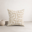Toma Cushion - Natural — hand-drawn marks shifting in density across the weave
