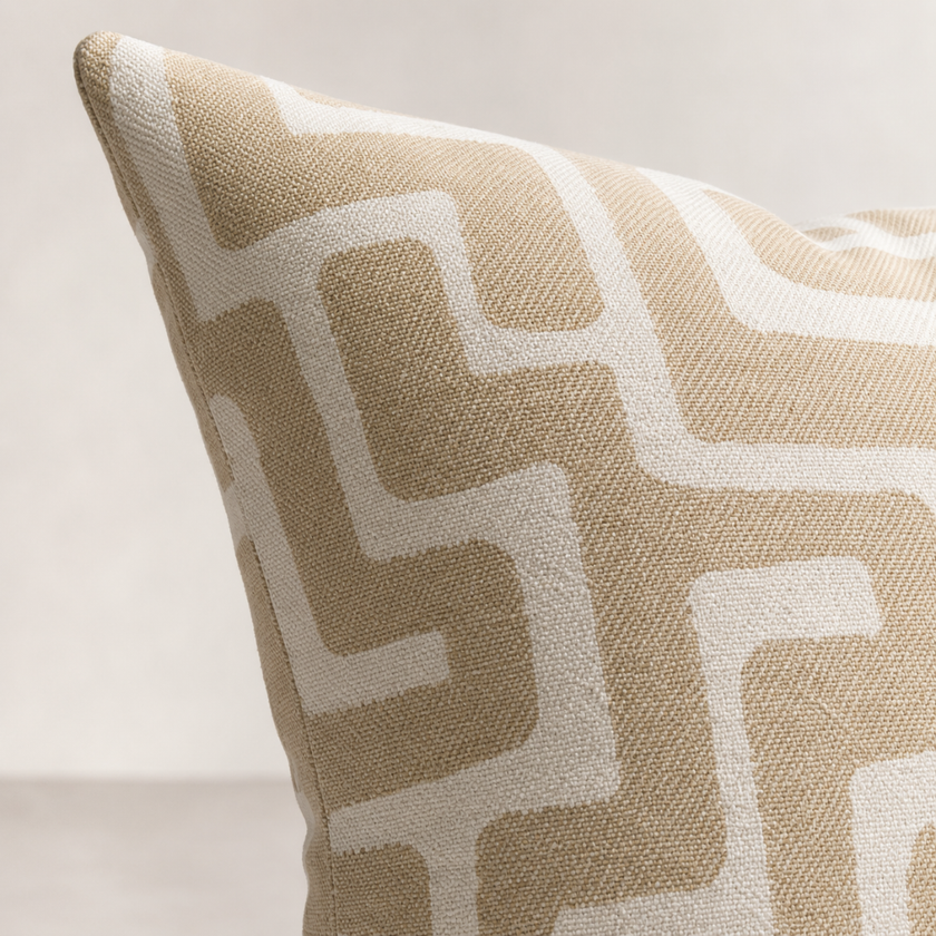 Toma Cushion - Natural — woven cotton cushion with subtle tonal pattern
