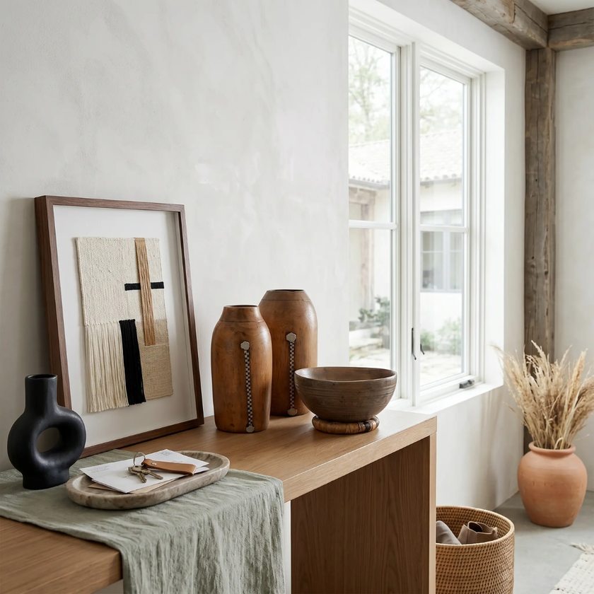 Tutsi Milk Jug Vintage — graphic silver line against irregular wood grain