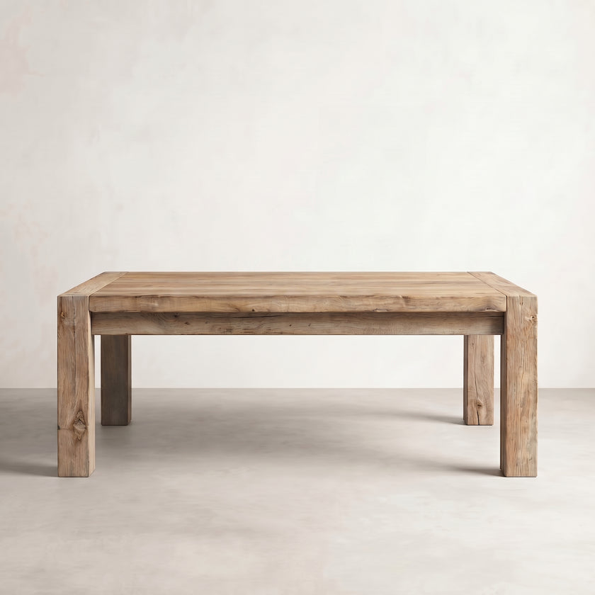 Wooden table on a plain background