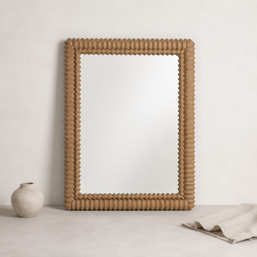 Anda Wall Mirror — continuous fluted ridges around all four sides