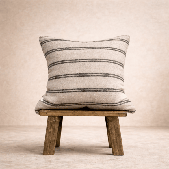Angaston Handloomed Cushion Cover — Black Stripe | Coastalis Living + Design