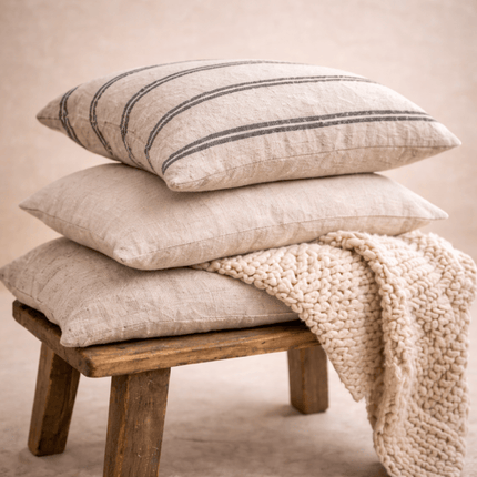 Angaston Handloomed Cushion Cover — Black Stripe | Coastalis Living + Design