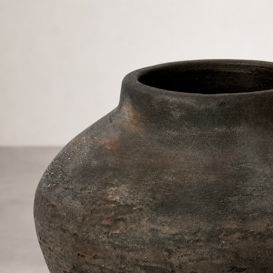 Tufo Vase - Small — frost-resistant cement vase with a grounded form