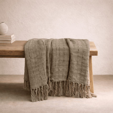 Audrey Linen Bed Throw — Natural Spaced | Coastalis Living + Design