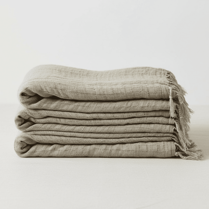 Audrey Linen Bed Throw — Natural Spaced | Coastalis Living + Design