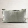 Luca Linen Outdoor Cushion - Pistachio — rectangular pistachio linen cushion with panel stitch detail
