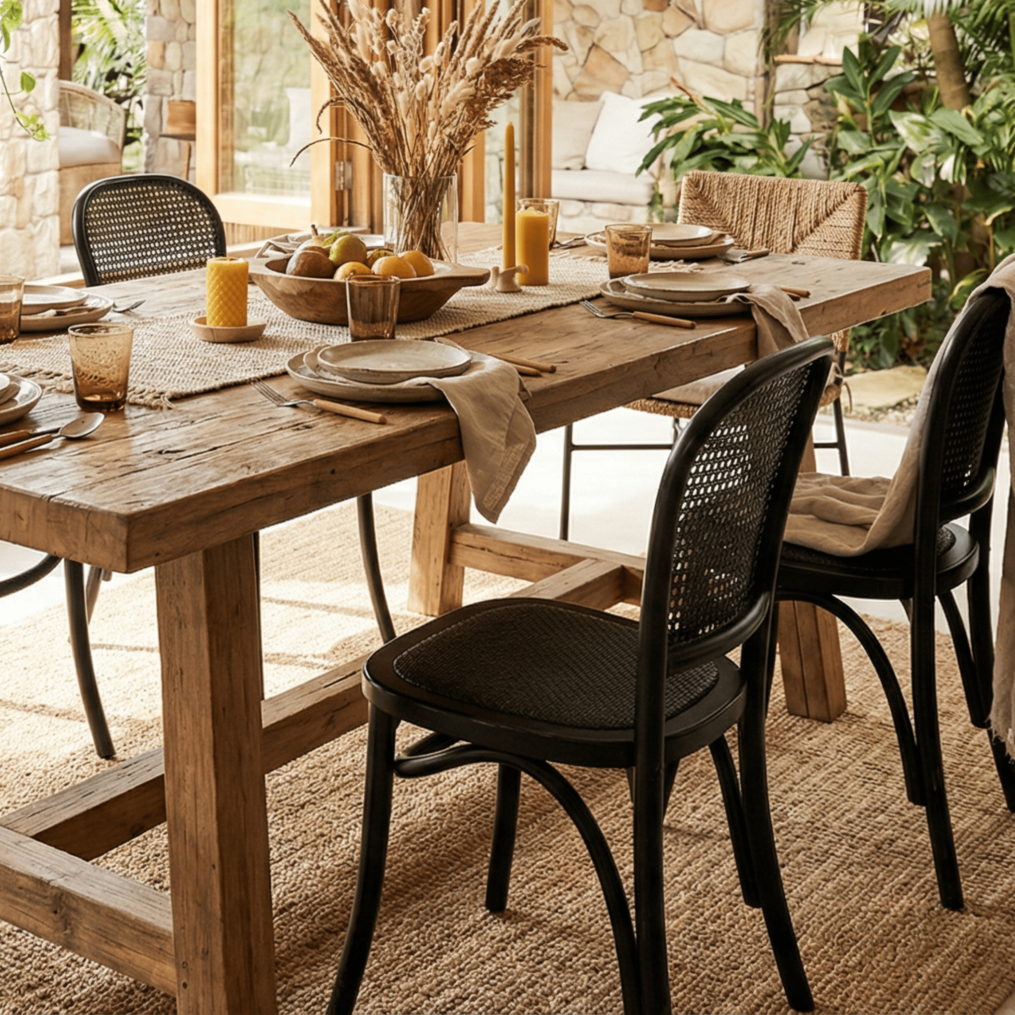 Bahamas Cane Dining Chair — Black | Coastalis Living + Design
