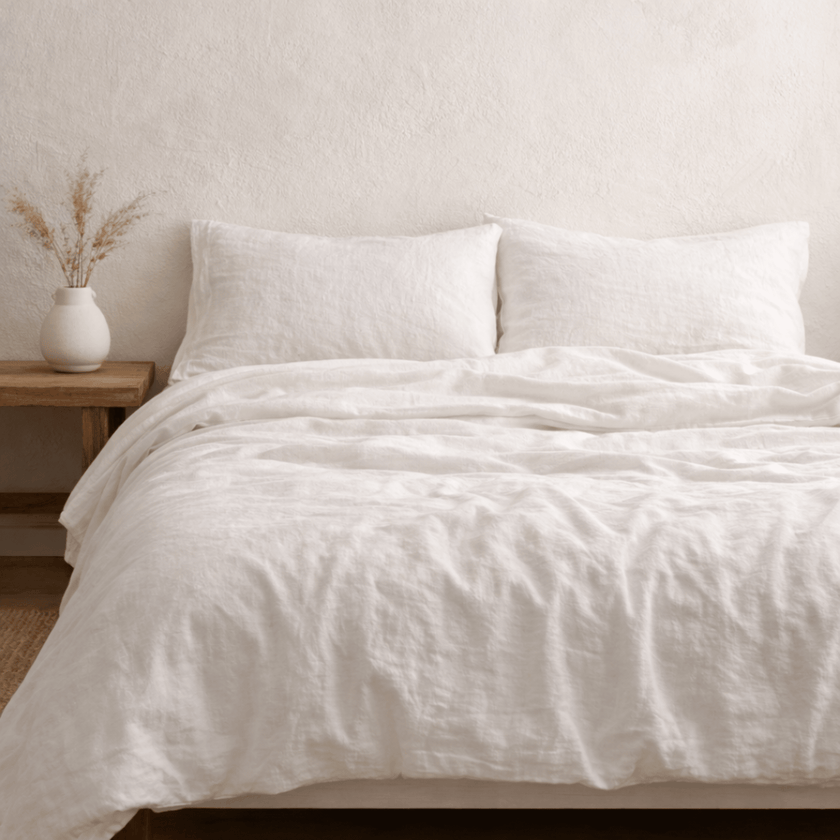 Basics Linen Quilt Cover — White | Coastalis Living + Design