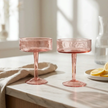 Calypso Blush Hammered Recycled Glass Coupe — Set of 2