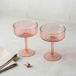 Calypso Blush Hammered Recycled Glass Coupe — Set of 2