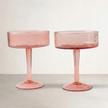 Calypso Blush Hammered Recycled Glass Coupe — Set of 2