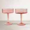 Calypso Blush Hammered Recycled Glass Coupe — Set of 2
