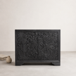 Castaway 2 Door Cabinet - Black — carving dropped into shadow under the dark stain