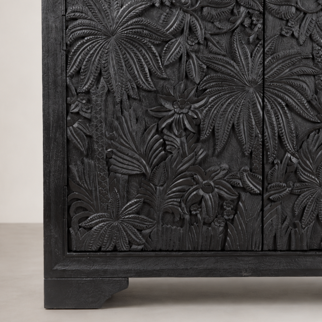 Castaway 2 Door Cabinet - Black — detail catching light only on the high points