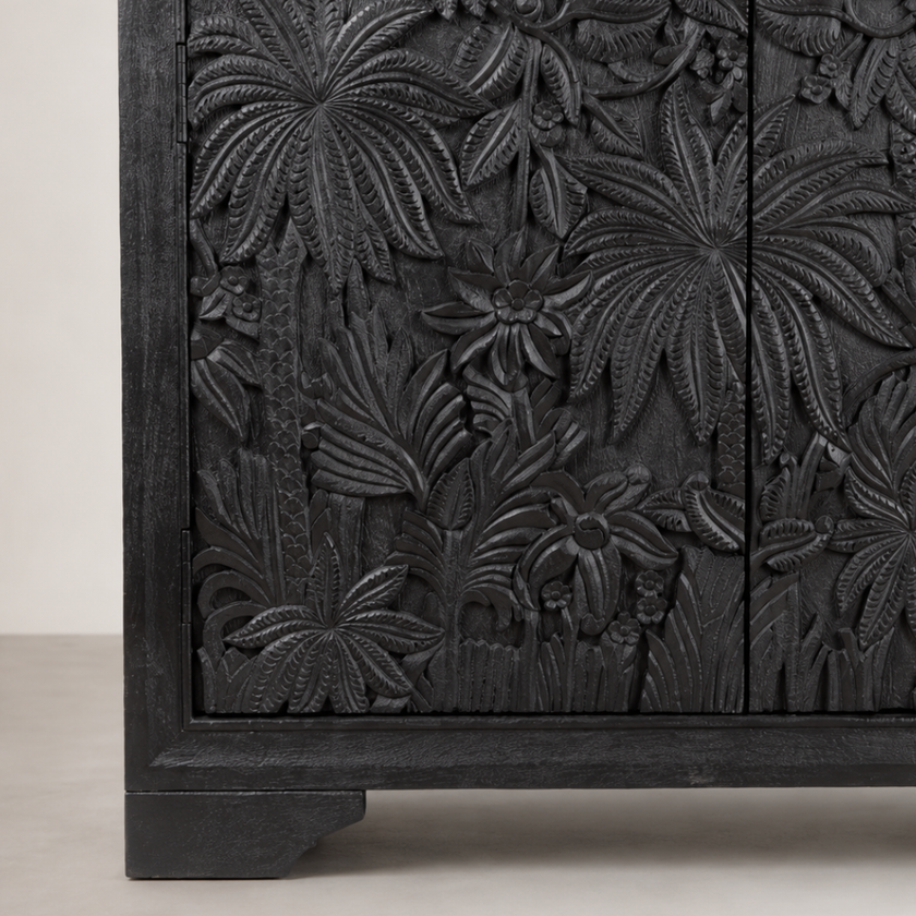 Castaway 2 Door Cabinet - Black — detail catching light only on the high points