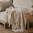 Wabi Throw — tactile chunky weave in ivory reclaimed linen