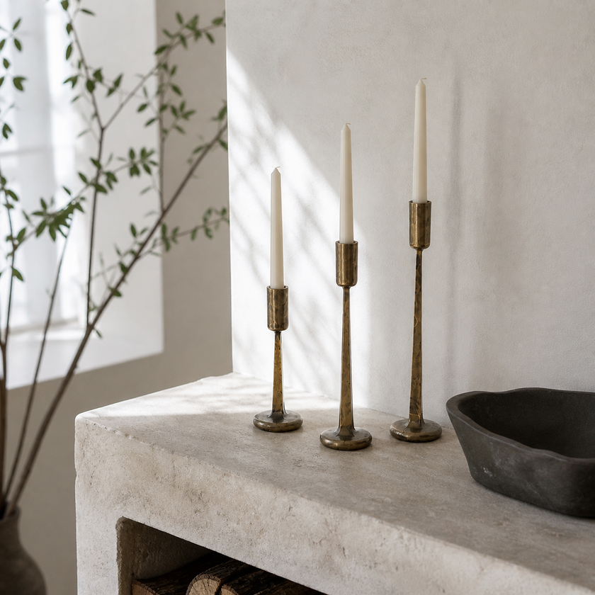 Vesta Forged Iron Candle Stands — Set of 3