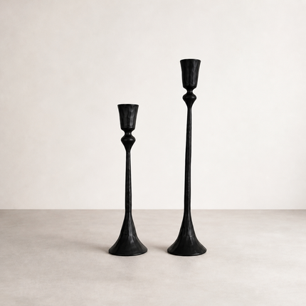 Nyx Forged Iron Candle Stands — Set of 2