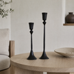 Nyx Forged Iron Candle Stands — matte black candle stands in a styled setting