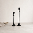 Nyx Forged Iron Candle Stands — slender tapering iron stands styled with minimal props