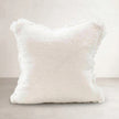 Coastalis Living + Design Bedouin Handwoven Linen Cushion 50x50 in White with fringed edges