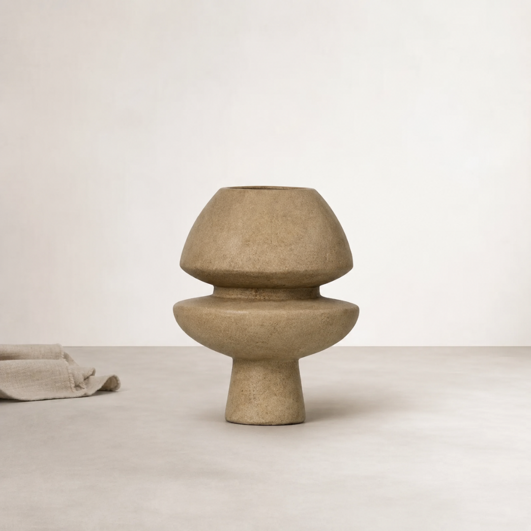 Dori Vessel - Clay — warm uncoated clay finish with visible texture