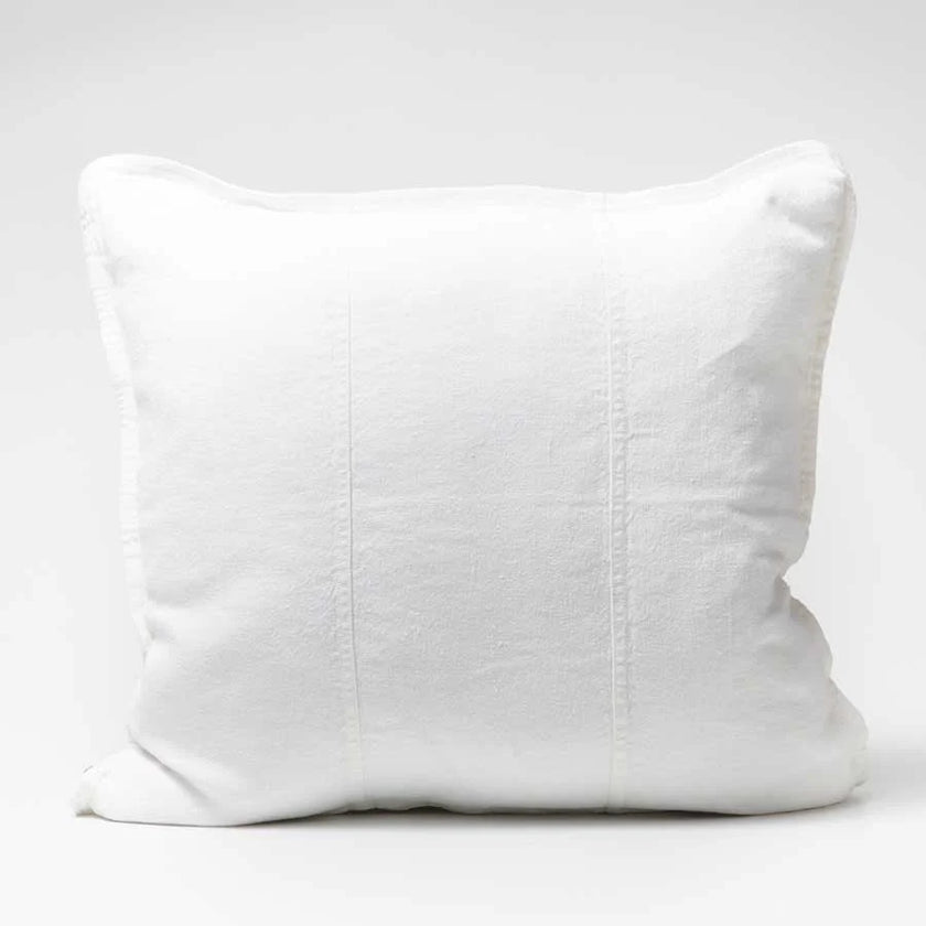 Luca Linen Outdoor Cushion — weather-treated washed European linen with panel stitch detail
