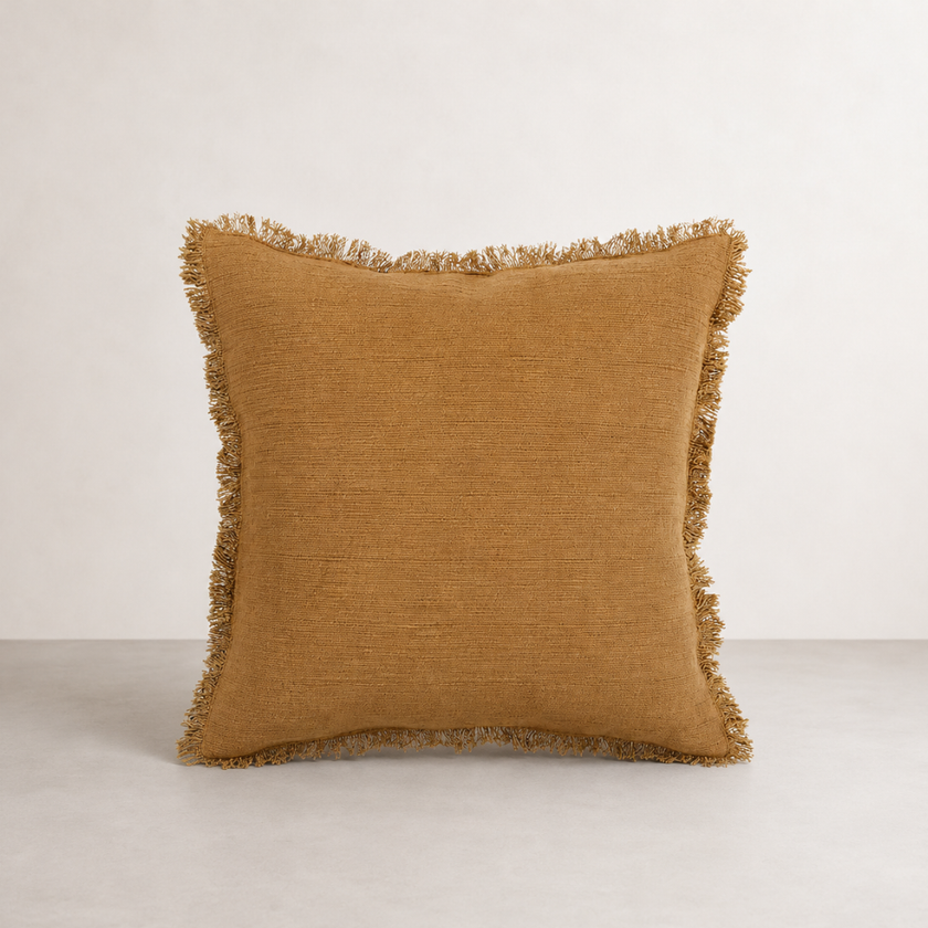 Eli Cushion - Toffee — ribbed corded cotton cushion in warm toffee