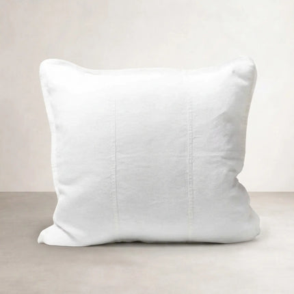 Luca Linen Outdoor Cushion — weather-treated washed European linen with panel stitch detail