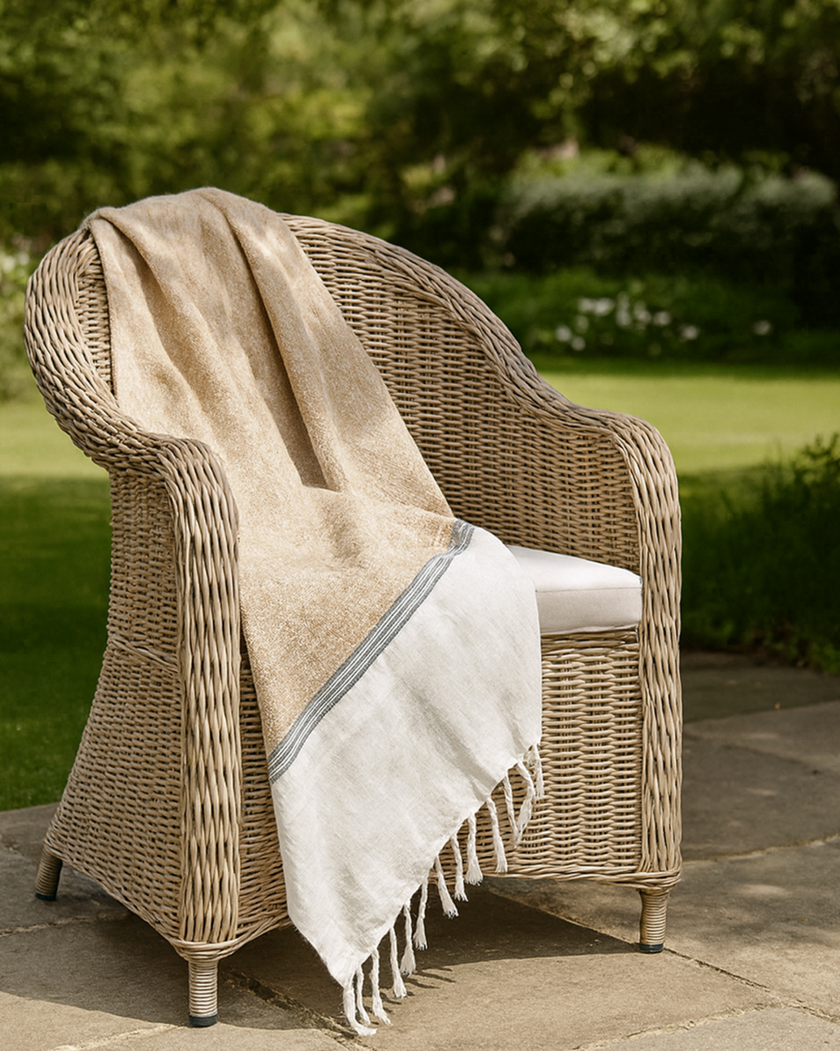 Folk Throw — Mustard/Black/White