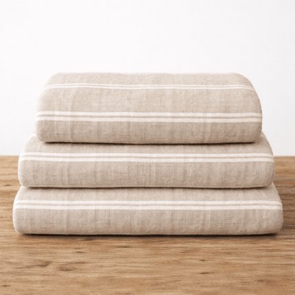 Handloomed Linen Cloth – Natural and White Stripe | Coastalis Living + Design