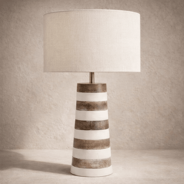 Lighthouse Lamp — Hand Painted Striped Table Lamp | Coastalis Living + Design