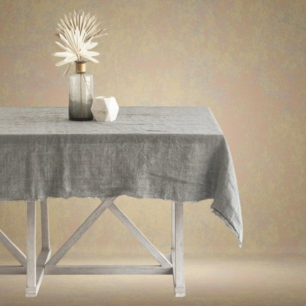 Stone Washed Linen Tablecloth — Oyster