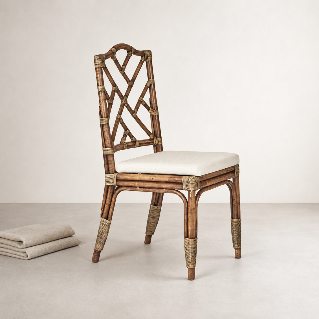 Nido Dining Chair — natural-toned woven rattan frame