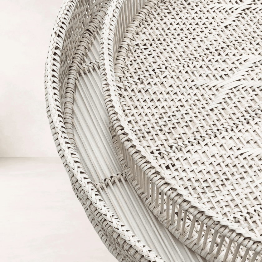 Pavillion Kos Round Tray Set — White Wash (Set of 2) | Coastalis Living + Design