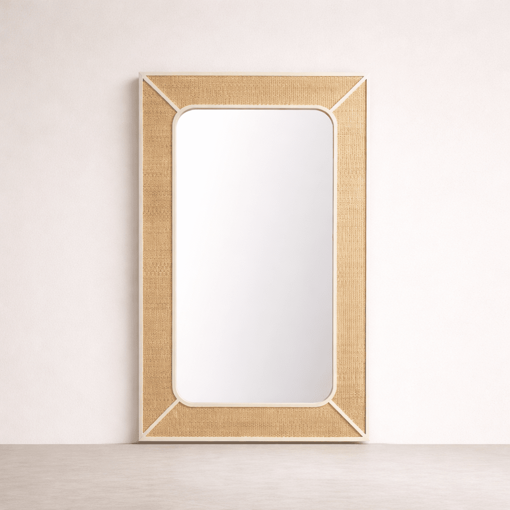 Peninsula Mirror: Coastal Rattan and Bayur Wood Rectangular Mirror | Coastalis Living + Design