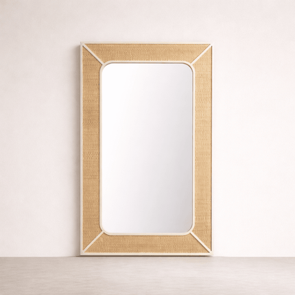Peninsula Mirror: Coastal Rattan and Bayur Wood Rectangular Mirror | Coastalis Living + Design