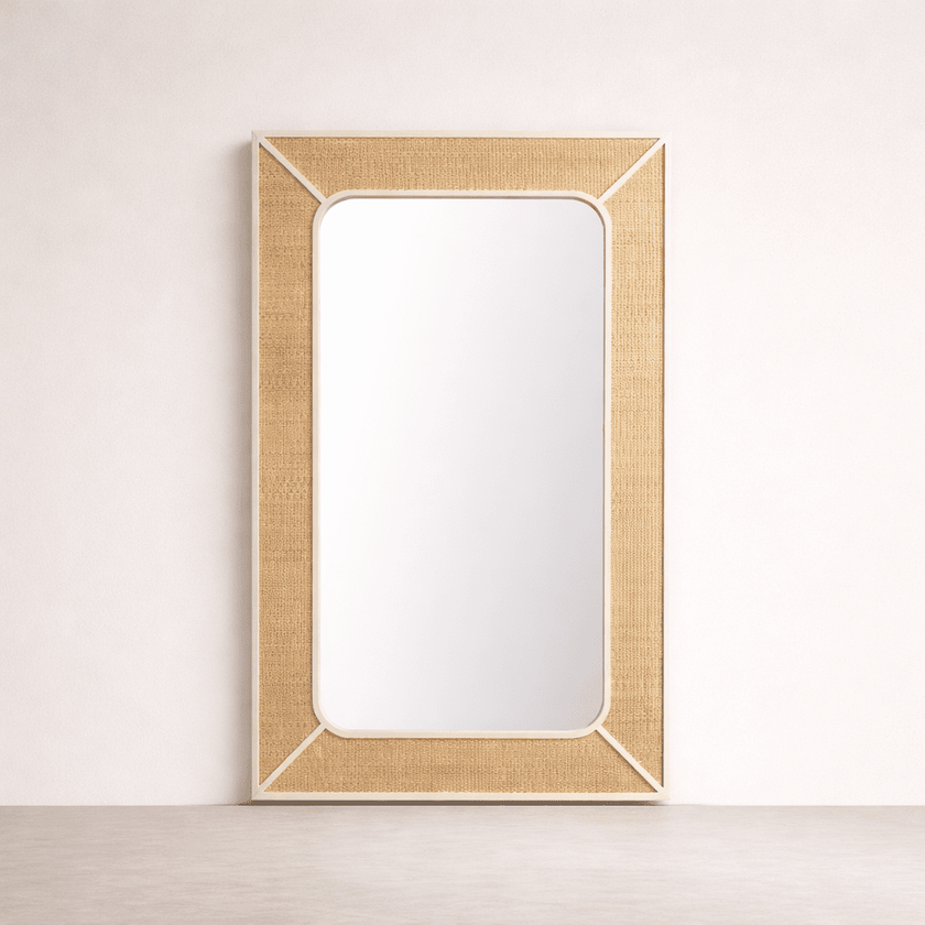 Peninsula Mirror: Coastal Rattan and Bayur Wood Rectangular Mirror | Coastalis Living + Design