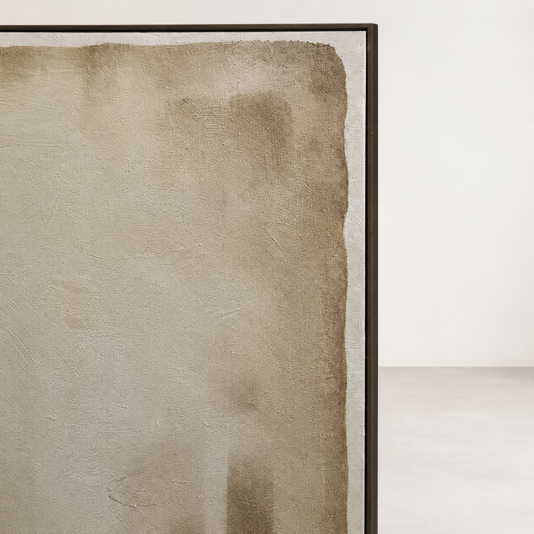 Settled Canvas Wall Art — darker sediment-like passages gathering at the edges