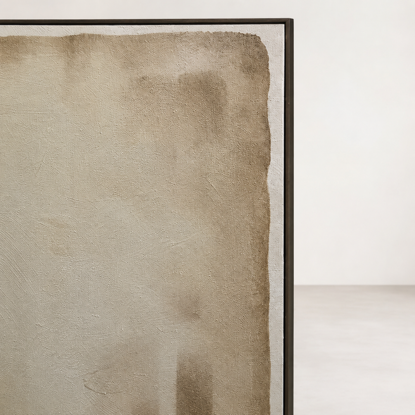 Settled Canvas Wall Art — darker sediment-like passages gathering at the edges