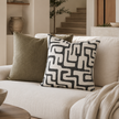 Toma Cushion — Black — uneven hand-drawn motifs across the cushion face