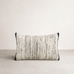 Ema Silk/Cotton Lumbar Cushion - Black — handwoven silk-front lumbar cushion in deep black