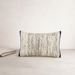 Ema Silk/Cotton Lumbar Cushion - Black — dense woven texture with light-absorbing black finish