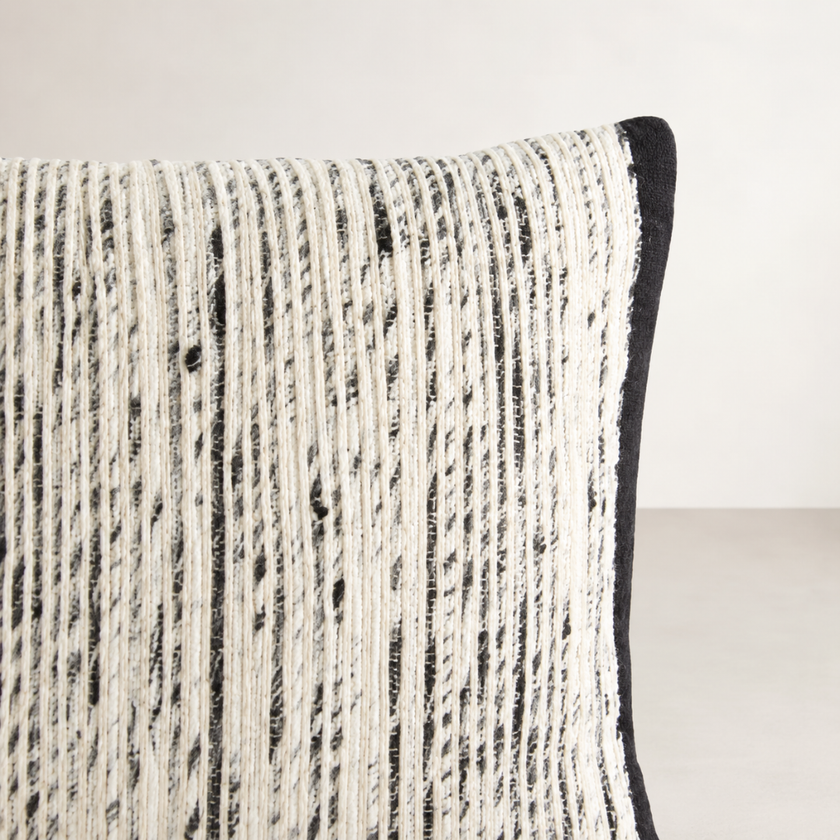 Ema Silk/Cotton Lumbar Cushion - Black — black silk and cotton lumbar with quiet depth