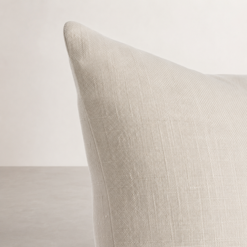 Una Cushion - Natural — relaxed stonewashed texture in a warm natural tone